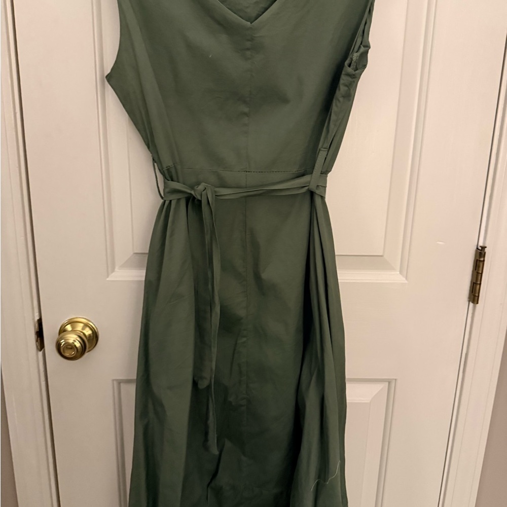 Chic Olive Green Midi Dress - Picture 2 of 2